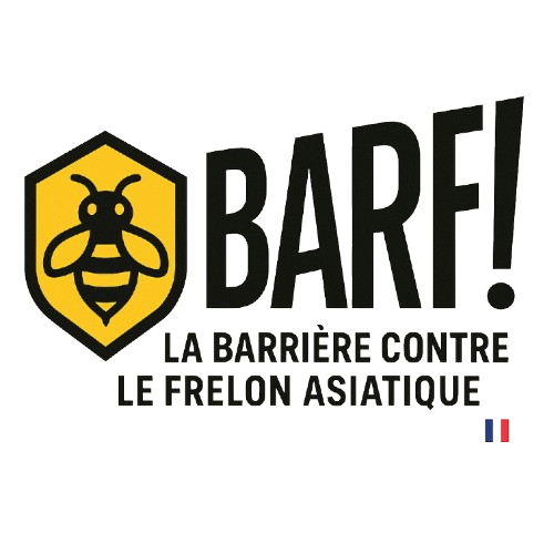 Logo BARF avec drapeau français et slogan de protection des ruches contre le frelon asiatique
